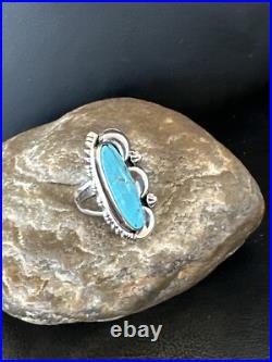 Blue Kingman Turquoise Navajo Sterling Silver Ring Size 7.5 18632
