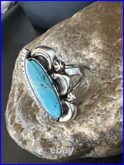 Blue Kingman Turquoise Navajo Sterling Silver Ring Size 7.5 18632