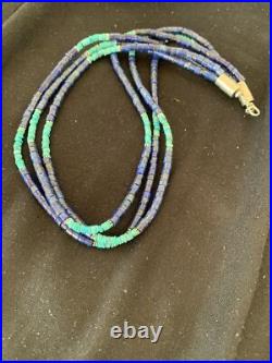 Blue Lapis & Turquoise 3 Strand Navajo Sterling Silver Necklace 21 01011 Blue Lapis & Turquoise 3 Strand Navajo Sterling Silver Necklace 21 01011