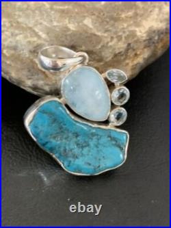 Blue Topaz & Turquoise Southwestern Navajo Sterling Silver Pendant 2 10832 Blue Topaz & Turquoise Southwestern Navajo Sterling Silver Pendant 2 10832