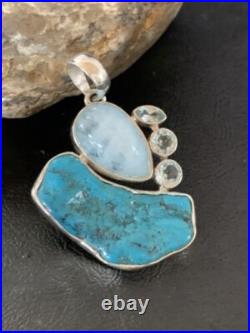 Blue Topaz & Turquoise Southwestern Navajo Sterling Silver Pendant 2 10832 Blue Topaz & Turquoise Southwestern Navajo Sterling Silver Pendant 2 10832