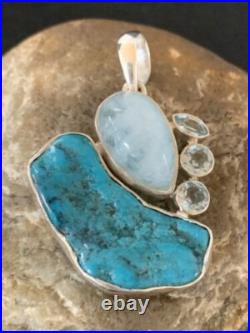Blue Topaz & Turquoise Southwestern Navajo Sterling Silver Pendant 2 10832 Blue Topaz & Turquoise Southwestern Navajo Sterling Silver Pendant 2 10832