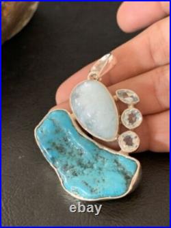Blue Topaz & Turquoise Southwestern Navajo Sterling Silver Pendant 2 10832 Blue Topaz & Turquoise Southwestern Navajo Sterling Silver Pendant 2 10832
