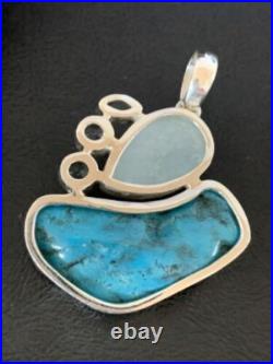 Blue Topaz & Turquoise Southwestern Navajo Sterling Silver Pendant 2 10832 Blue Topaz & Turquoise Southwestern Navajo Sterling Silver Pendant 2 10832
