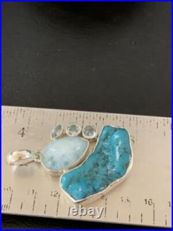 Blue Topaz & Turquoise Southwestern Navajo Sterling Silver Pendant 2 10832 Blue Topaz & Turquoise Southwestern Navajo Sterling Silver Pendant 2 10832