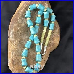 Blue Turquoise & Agate Navajo Sterling Silver Necklace 19 10121