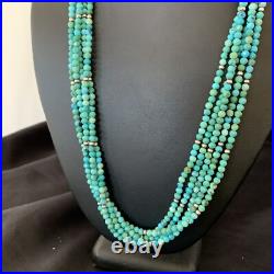 Blue Turquoise Heishi Bead Navajo Sterling Silver Necklace 22 10921