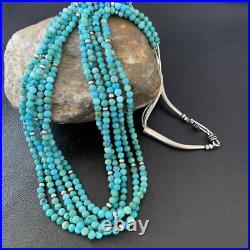 Blue Turquoise Heishi Bead Navajo Sterling Silver Necklace 22 10921