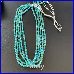 Blue Turquoise Heishi Bead Navajo Sterling Silver Necklace 22 10921