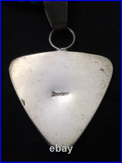 Blue Turquoise Pendant Navajo Sterling Silver Necklace 21 4277