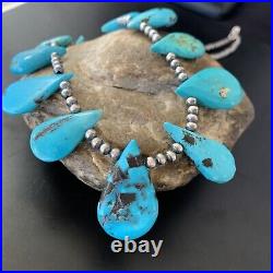 Blue Turquoise Southwestern Navajo Pearls Sterling Silver Necklace 11483