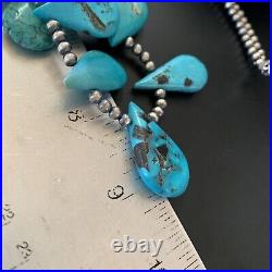 Blue Turquoise Southwestern Navajo Pearls Sterling Silver Necklace 11483