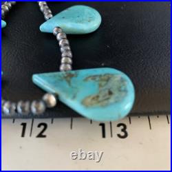 Blue Turquoise Teardrop Navajo Pearls Sterling Silver Necklace 20 13967