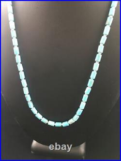 Blue Turquoise Tube Navajo Sterling Silver Necklace 20 10009