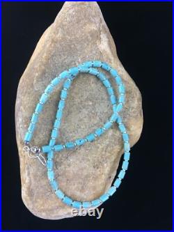 Blue Turquoise Tube Navajo Sterling Silver Necklace 20 10009 Blue Turquoise Tube Navajo Sterling Silver Necklace 20 10009