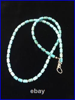 Blue Turquoise Tube Navajo Sterling Silver Necklace 20 10009