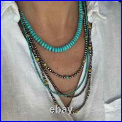 Blue & Yellow Kingman Turquoise & Sterling Silver Navajo Pearl Beaded Necklace