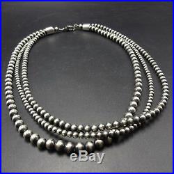 Brand New NAVAJO 3-Strand Sterling Silver NAVAJO PEARLS 20 NECKLACE 4mm 5mm 6mm