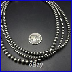 Brand New NAVAJO 3-Strand Sterling Silver NAVAJO PEARLS 20 NECKLACE 4mm 5mm 6mm