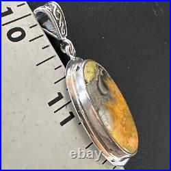 BumbleBee Jasper Pendant Navajo Sterling Silver Necklace 15961