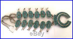 Byjoe Navajo Squash Blossom Petit Point Turquoise Necklace 29 Sterling Silver