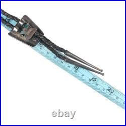 C1970 BCB Navajo hand chiseled sterling silver turquoise shadowbox bolo tie C1970 BCB Navajo hand chiseled sterling silver turquoise shadowbox bolo tie