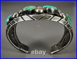 CHUNKY Vintage Early Navajo Sterling Silver Turquoise Cuff Bracelet 96 Grams OLD