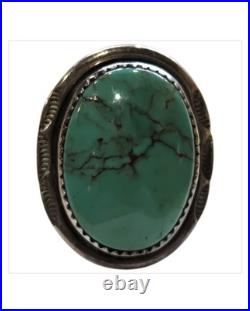 Calvin Tom Navajo Sterling Silver Crow Springs Turquoise Ringsz6.75