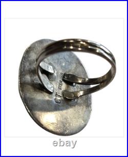 Calvin Tom Navajo Sterling Silver Crow Springs Turquoise Ringsz6.75