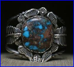 Carlos White Eagle Native American Bisbee Turquoise Sterling Silver Bracelet
