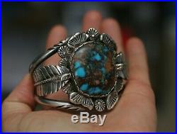 Carlos White Eagle Native American Bisbee Turquoise Sterling Silver Bracelet