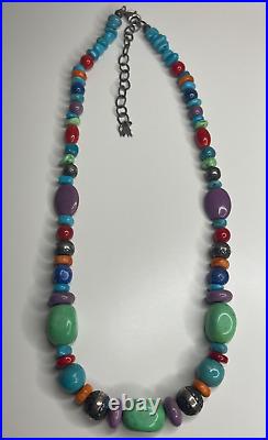 Carolyn Pollack American West Sterling Silver Multi Gemstone Turquoise Necklace