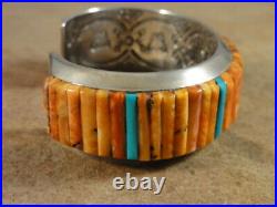 Celdon Pete Navajo Sterling Silver Spiny Oyster & Turquoise Cuff Bracelet