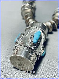 Ceremony Drum Vintage Navajo Turquoise Sterling Silver Necklace