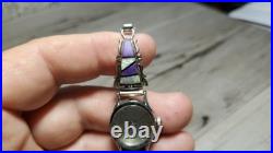 Charlie Bowie Navajo Sterling Silver Watch Tips Opal Purple Spiny Oyster Jet