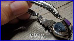 Charlie Bowie Navajo Sterling Silver Watch Tips Opal Purple Spiny Oyster Jet