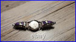 Charlie Bowie Navajo Sterling Silver Watch Tips Opal Purple Spiny Oyster Jet