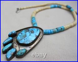 Charlie John Vintage Navajo Native American Sterling Silver Turquoise Necklace