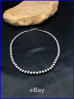 Childrens Native American Navajo Pearls 5 mm Sterling Silver Bead Necklace 12