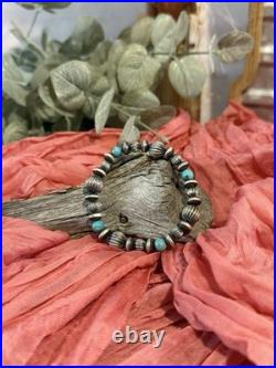Chunky Desert Cowgirl Pearls, Melons, Saucers Kingman Turquoise Bracelet