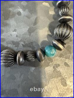 Chunky Desert Cowgirl Pearls, Melons, Saucers Kingman Turquoise Bracelet