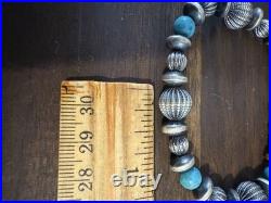 Chunky Desert Cowgirl Pearls, Melons, Saucers Kingman Turquoise Bracelet