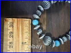 Chunky Desert Cowgirl Pearls, Melons, Saucers Kingman Turquoise Bracelet