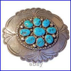 Collector piece Gary Johnson Navajo Sterling Silver Morenci Turquoise Buckle