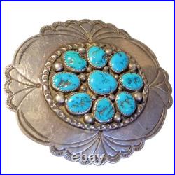 Collector piece Gary Johnson Navajo Sterling Silver Morenci Turquoise Buckle