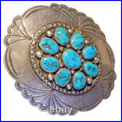 Collector piece Gary Johnson Navajo Sterling Silver Morenci Turquoise Buckle