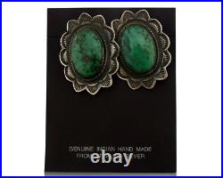Concho Green Natural Turquoise Post Earrings by PJ Begay