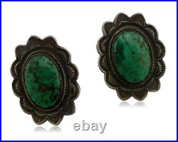 Concho Green Natural Turquoise Post Earrings by PJ Begay