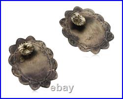 Concho Green Natural Turquoise Post Earrings by PJ Begay