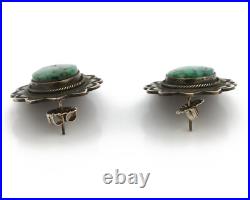 Concho Green Natural Turquoise Post Earrings by PJ Begay